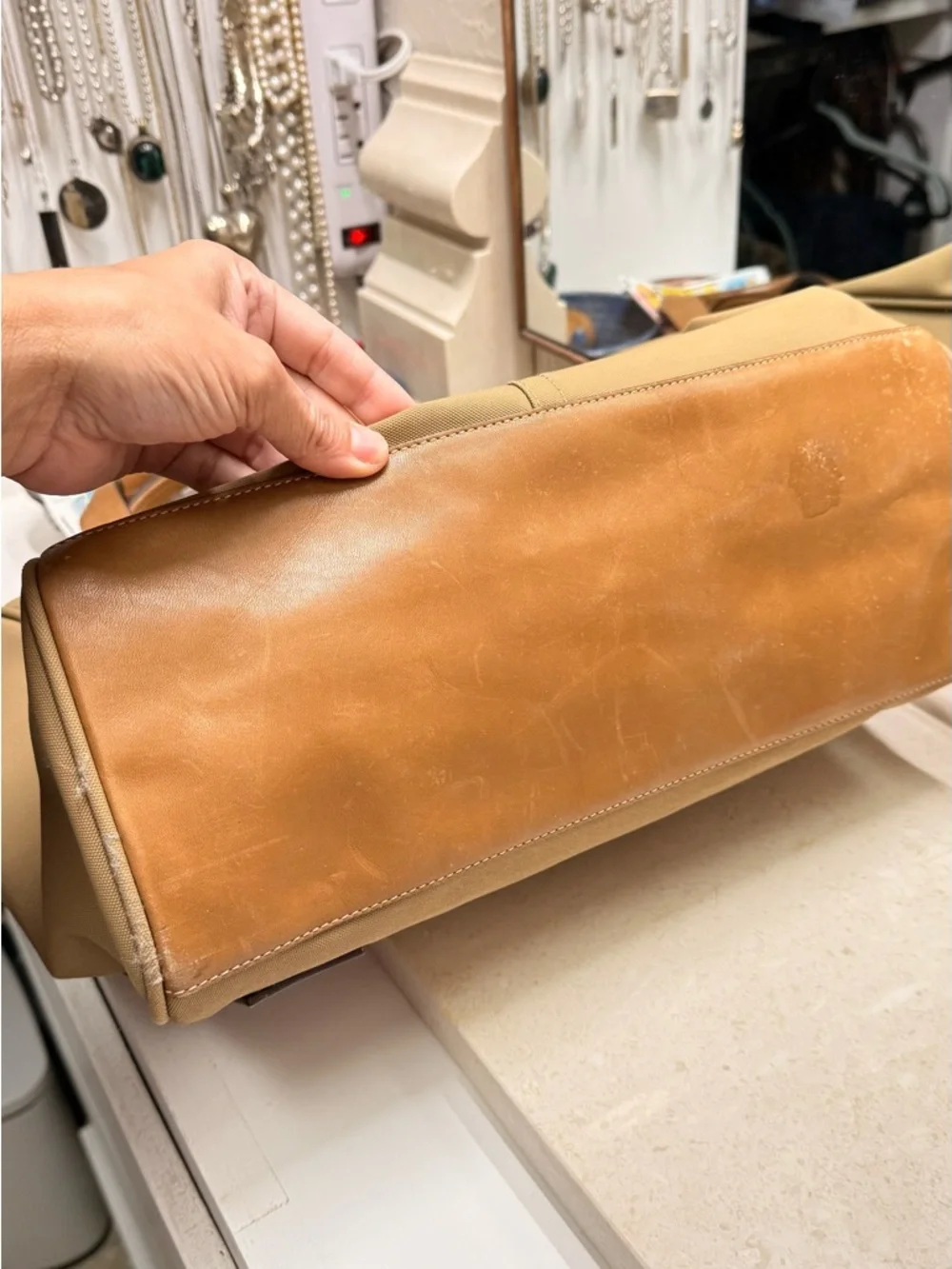 Coach Tan Canvas & Leather Tote - Neutral Tan - Picture 5 of 11